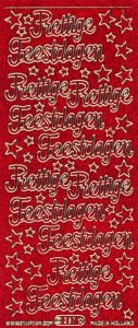 Starform sticker prettige feestdagen glitter rood 287 (Locatie: g014)