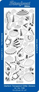 Starform Stickervel Transparant Glitter Goud Schelpen 7006 (Locatie: A342)