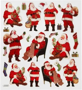 Stickers, vel 15x16,5 cm, klassieke kerstman, 289851 (Locatie: 0531)