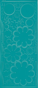 Stickervel turquoise bloemen 0400 (Locatie: S108)