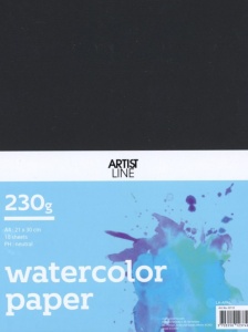 Aquarel papier zwart, 230 gr, 10 vel
