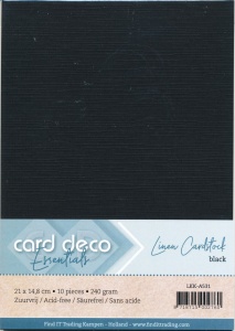 Card Deco linnen karton A5 zwart, 10 vel LKK-A531