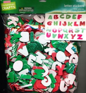 Foam stickers alfabet kerstkleuren 546 stuks