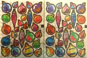 Holografische knipstickers kerstballen 5 vel 045 (Locatie: Q004 )