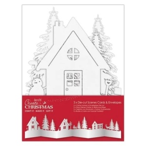 Papermania kerstkaart & envelop, wit, 3 stuks (Locatie: m142)
