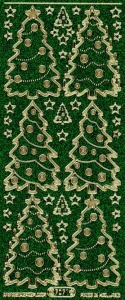 Starform sticker kerstbomen glitter groen/goud 7071 (Locatie: J556 )