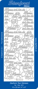 Starform stickervel zilver Hurra ich bin da 412 (Locatie: T007)