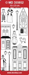 Stickervel goud victoriaanse huisjes MD355952 (Locatie: e135)