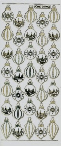 Stickervel kerstballen goud op wit MD357005 (Locatie: u037)