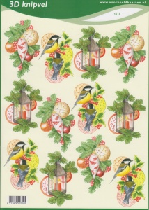 Voorbeeldkaarten knipvel kerstmis vogels 2310 (Locatie: 1325)