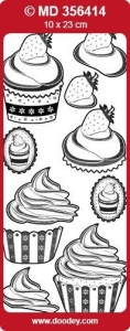 Doodey double embossed stickers Cupcakes Goud MD356414 (Locatie: A269 )