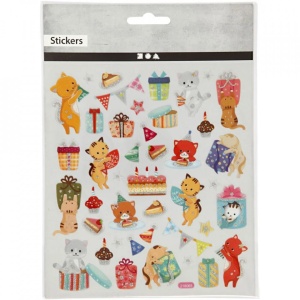 Glitter stickers, vel 15x16,5 cm, verjaardag katten, 29063 (Locatie: 0423) - Img 2