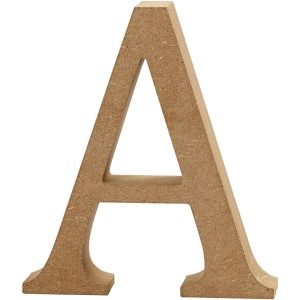 Letter A, hoogte 13 cm, dikte 2 cm, MDF, 1stuk (Locatie: KB)