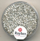 Rayher stiftkralen 2x2 mm wit met zilverdetail 16 gr. 1430122