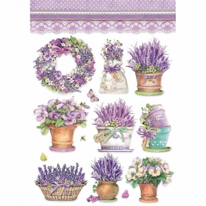 Stamperia Rice Paper A4 Lavender Vase DFSA4456 (Locatie: 0819)