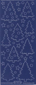 Starform sticker, Christmas trees, velvet, blue 7107 (Locatie: C302)