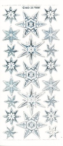 Stickervel kerststerren mix transparant zilver MD357050 (Locatie: U051)