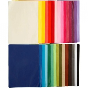 Tissuepapier, 30 kleuren en 30 vellen, A4