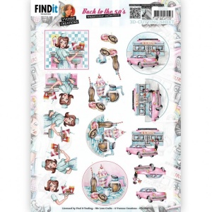Yvonne Creations knipvel Back to the 50's burgers CD12047 (Locatie: 5524)