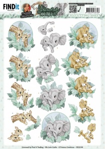 Yvonne Creations knipvel giraffe, olifant en leeuwin CD12144 (Locatie: 1169)