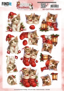 Berrie's Beauties knipvel kerstmis katten CD12382 (Locatie: 2503)