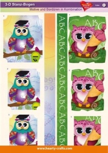 Die cut sheet, owls, graduated 4 (Locatie: 4238)