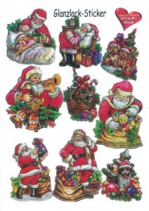 Glanssticker kerstman, A4 (Locatie: 1339)