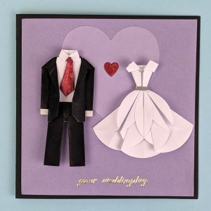 Handgemaakte origami stickers, huwelijk, 4 stuks - Img 2