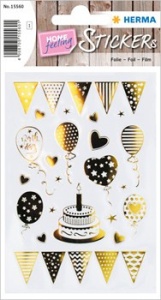 Herma stickers verjaardagsparty goudfolie 1 vel 15560 (Locatie: HE040)