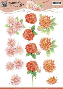 Jeanine's Art knipvel rode bloemen CD10686 (Locatie: 2632)