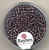 Rayher rocailles 2 mm paarsbruin met zilverdetail 17 gr. 1406439 (Locatie: K3)