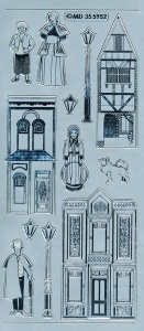 Stickervel zilver victoriaanse huisjes MD355952 (Locatie: e136) - Img 2