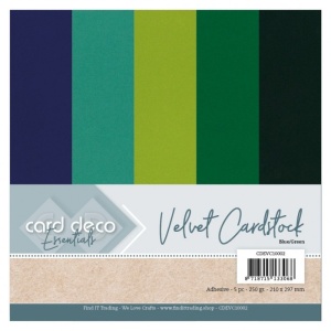 Card Deco Velvet karton, zelfklevend, A4, blauw/groen, CDEVC10002 (Locatie: 5023)