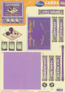 Disney Vintage - CARDS 3D Mickey Mouse Gefeliciteerd A4 knipvel CARDS 46 NL (Locatie: 1752)