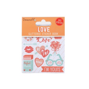 Dovecraft liefde glitter stickerboek, 8 vel (Locatie: c032)
