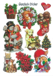 Glanssticker kerstmis, A4 (Locatie: 4436)