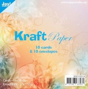 Joy Crafts! Kraft Paper 10 bruine vierkante kaarten met envelop 17 x 17 cm 8001/0014 - Img 1