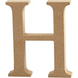 Letter H, hoogte 13 cm, dikte 2 cm, MDF, 1stuk (Locatie: KB)