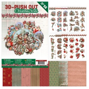 Stansboek Christmas Birds, 24 afbeeldingen en 8 designpapier, 3DPO10056 (Locatie: 2522))