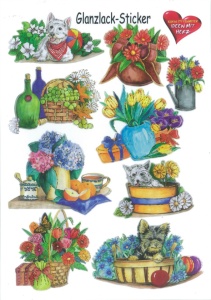 Sticker dogs and flowers, A4, 05 (Locatie: 1233)
