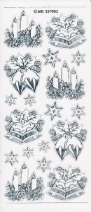 Stickervel Christmas Candle-Bell-Ball transparant zilver MD357002 (Locatie: F019)
