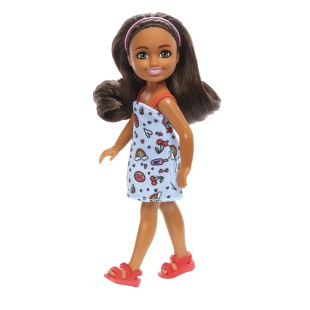 BARBIE PAPUSA CHELSEA CREOLA CU PAR SATEN SI ROCHITA ALBASTRA - Img 4