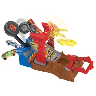 HOT WHEELS MONSTER TRUCKS ENTRY CHALLENGE ARENA SMASHERS PROVOCAREA FIRE CRASH - Img 3