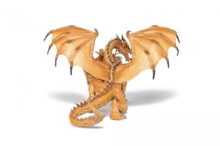PAPO FIGURINA DRAGON CU DOUA CAPETE AURIU - Img 5