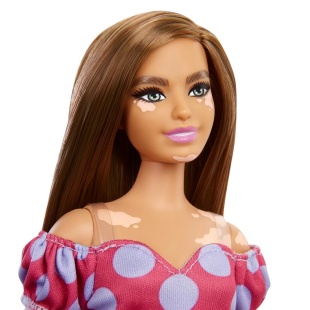 PAPUSA BARBIE FASHIONISTA SATENA CU ROCHIE ROZ CU BULINE - Img 4