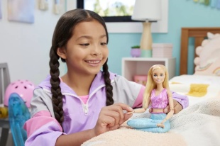 PAPUSA BARBIE MADE TO MOVE BLONDA CU TOP ROZ - Img 3