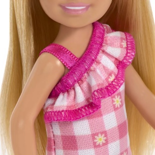 BARBIE PAPUSA CHELSEA BLONDA CU ROCHITA ROZ IN CAROURI - Img 6