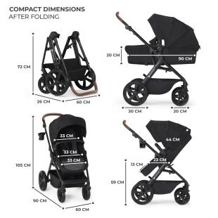 KINDERKRAFT MULTIFUNCTIONAL STROLLER A TOUR 3IN1 MINK PRO BLACK - Img 6