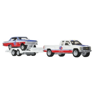 HOT WHEELS TRANSPORTATOR CHEVY SILVERADO 3500 88 CU MASINUTA CHEVY NOVA 63 SCARA 1:64 - Img 2