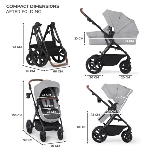 KINDERKRAFT MULTIFUNCTIONAL STROLLER A TOUR 3IN1 MINK PRO LIGHT GREY - Img 6